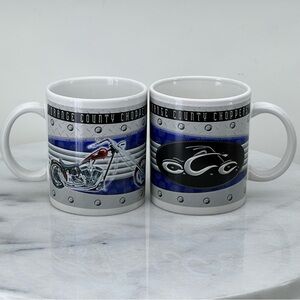 Vintage Orange County Choppers Mug Set 2 Motorcycle  Souvenir Collectible Coffee